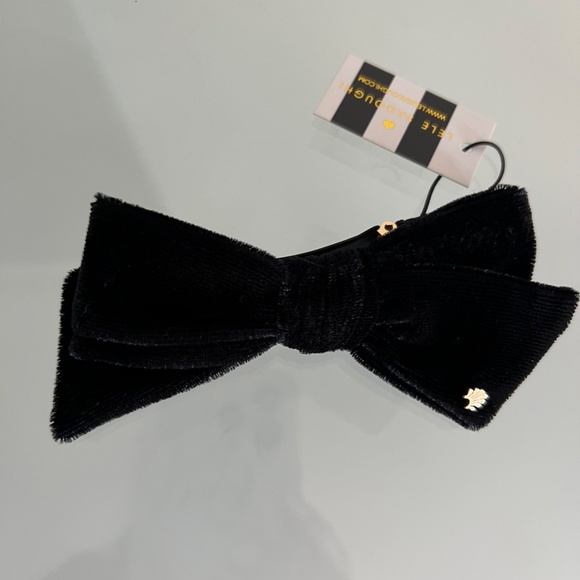 LELE SADOUGHI Black Velvet Ribbon Bow Tie Barrette